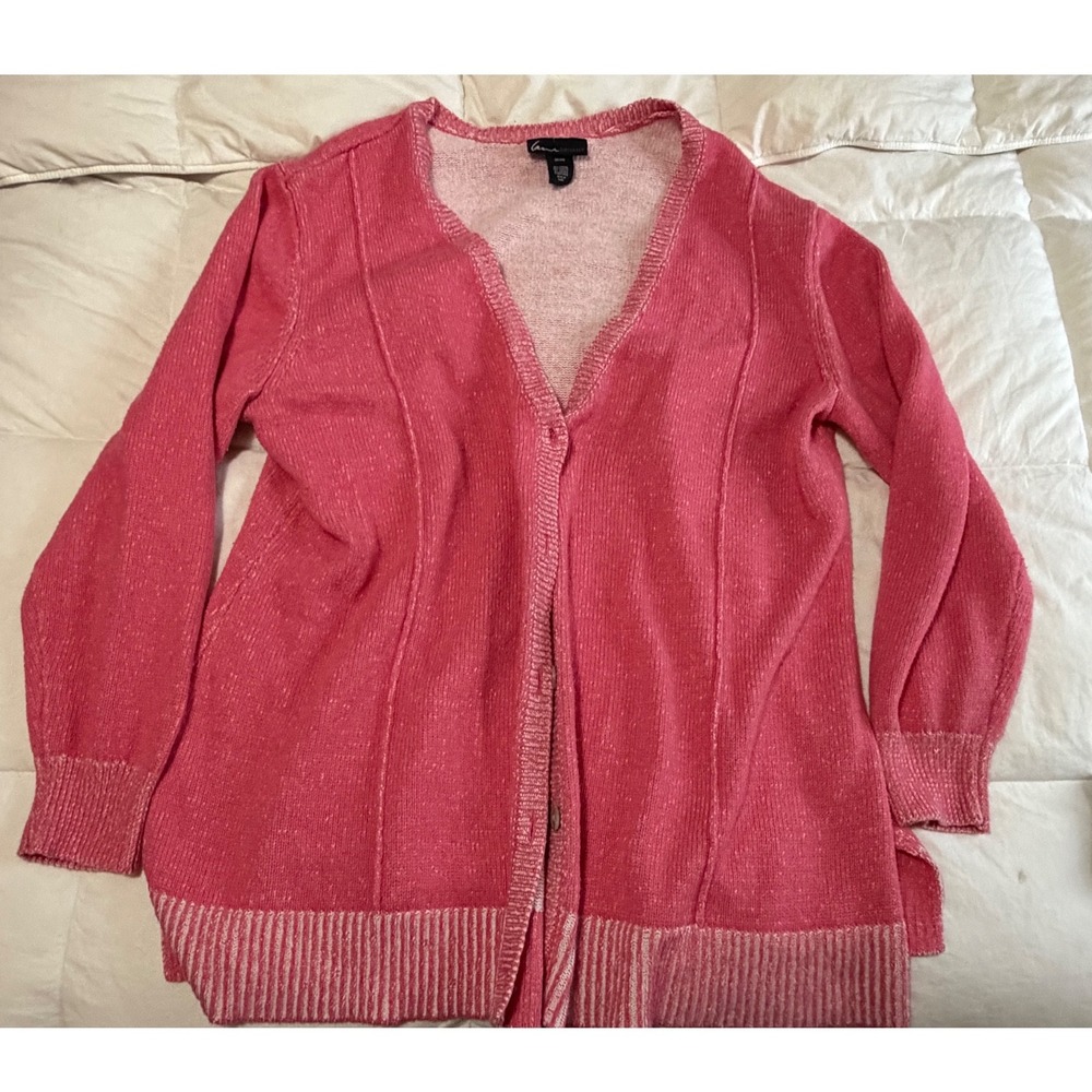 Lane Bryant Pink Marled Knit Angora Blend V-Neck Cardigan Sweater Size 26/28